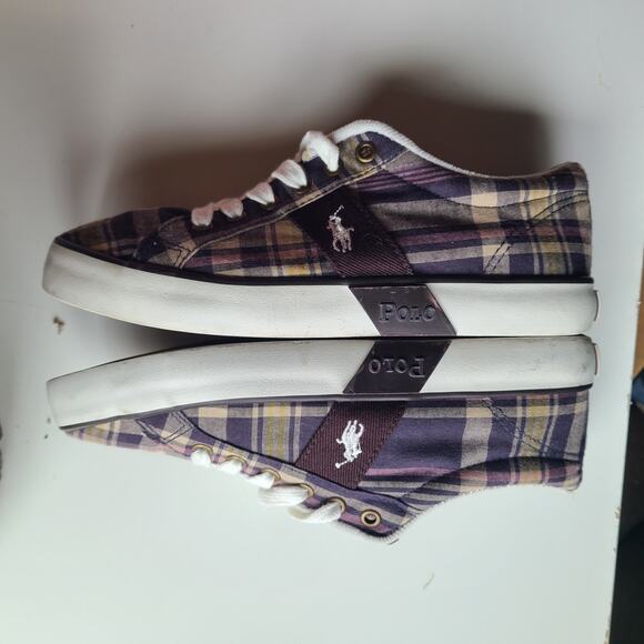 Men’s Polo Ralph Lauren‎ Giles Madras Plaid Sneaker Shoes Size 4.5./5 *Mismatch* - Picture 8 of 10